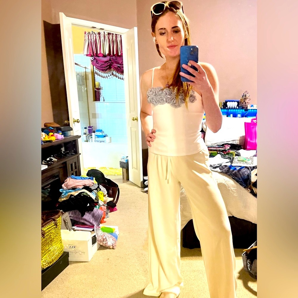 Zara Black and White Formal Top with Embellishments - Picture 16 of 16